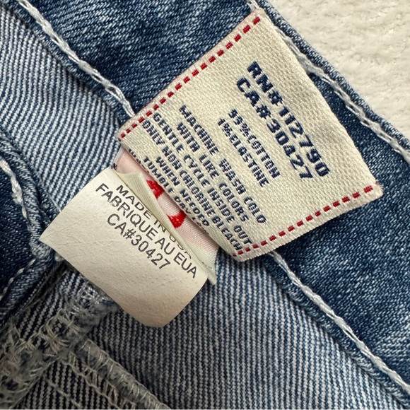 True Religion 31 Joey Super T Flap Jeans Zebra Chrystal Buttons Low Straight USA - Picture 9 of 10